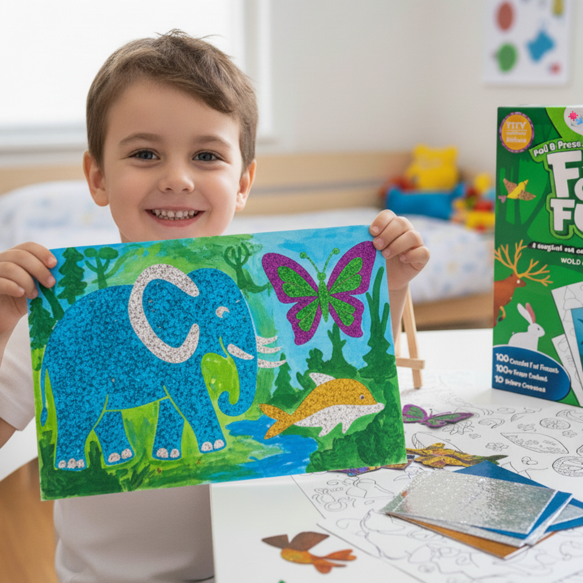 Foil Fun | Stwórz zwierzątka z błyszczącymi listkami bez bałaganu – dla dzieci 3+