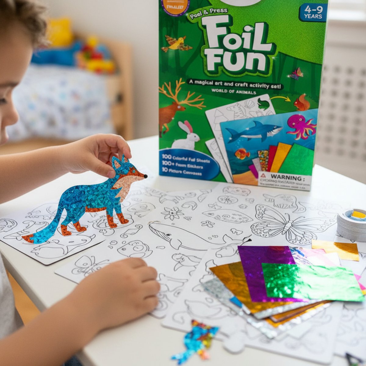 Foil Fun | Stwórz zwierzątka z błyszczącymi listkami bez bałaganu – dla dzieci 3+