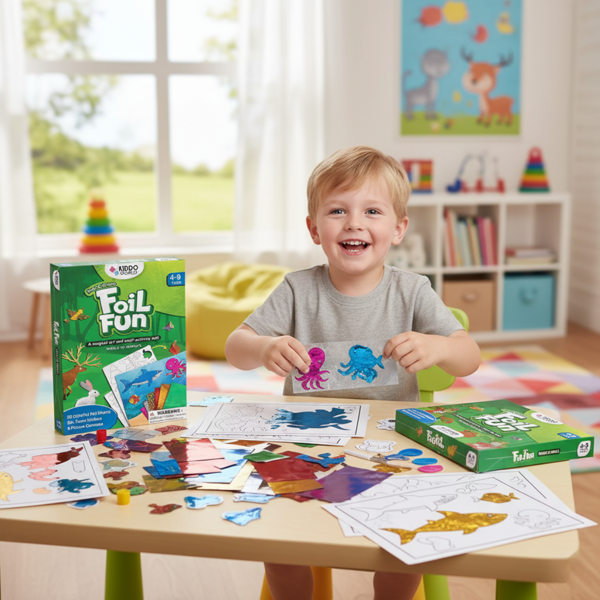Foil Fun | Stwórz zwierzątka z błyszczącymi listkami bez bałaganu – dla dzieci 3+