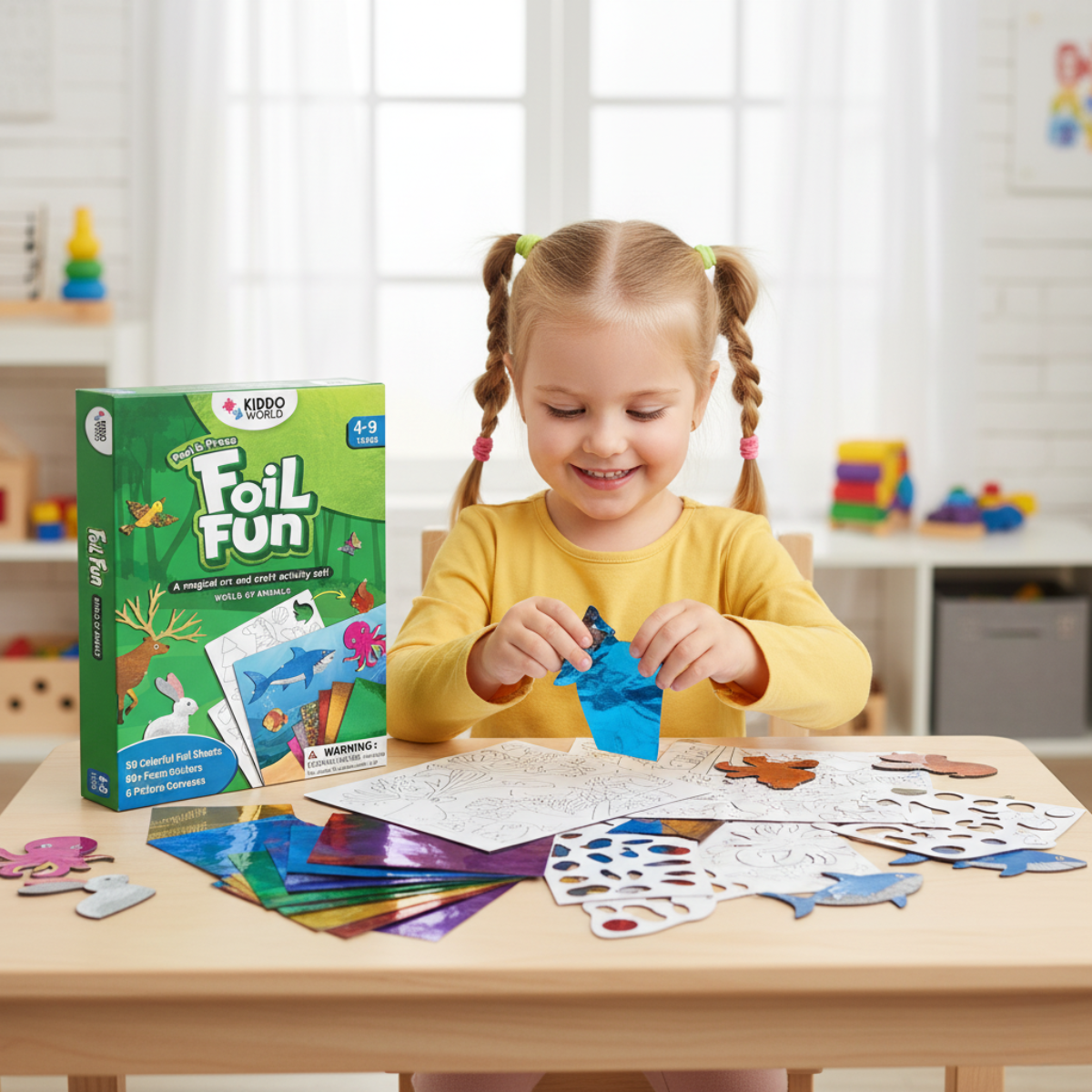Foil Fun | Stwórz zwierzątka z błyszczącymi listkami bez bałaganu – dla dzieci 3+