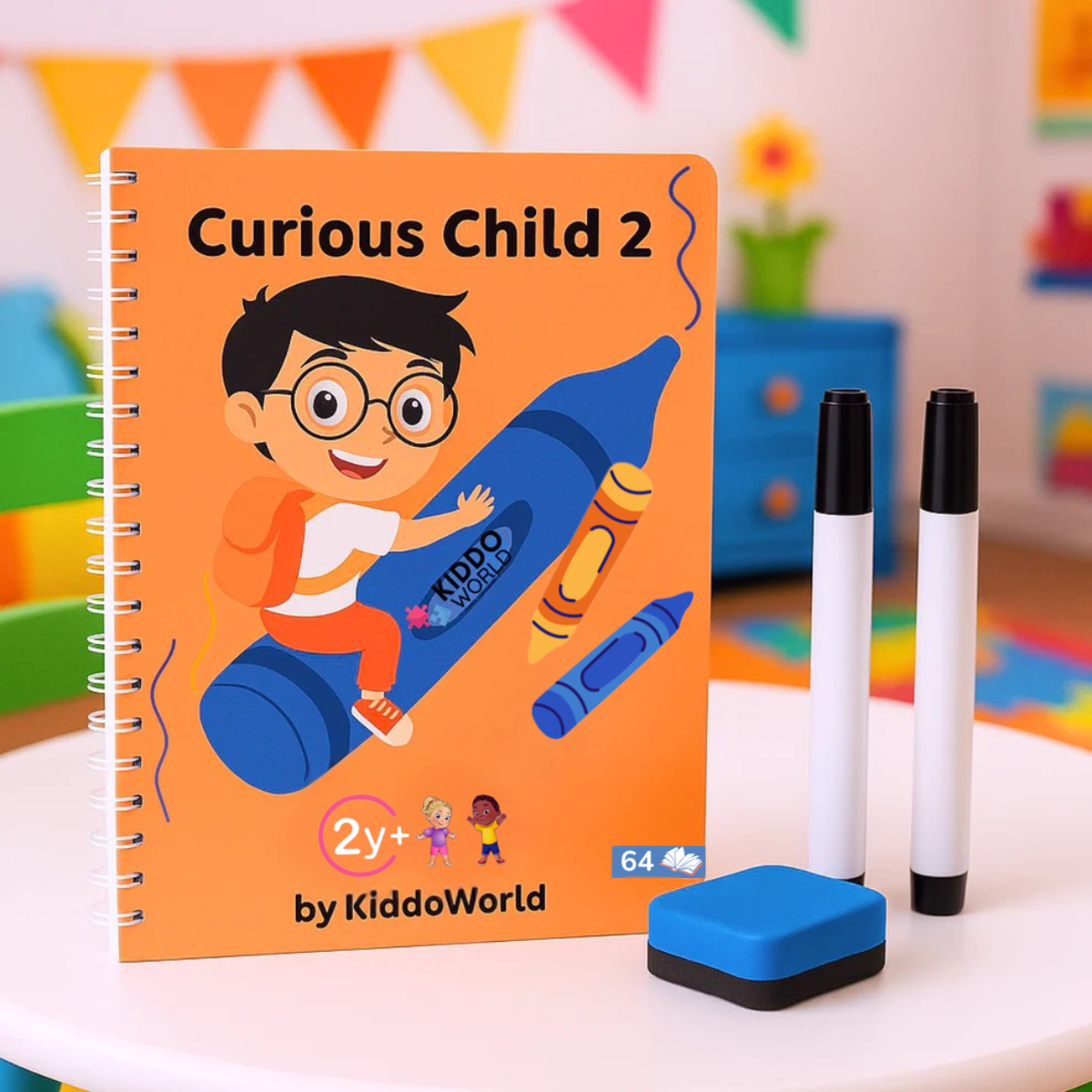 Curious Child 2 – Zeszyt pisz i zmazuj do nauki pisania, wielokrotnego użytku (64 strony, 2–5 lat)