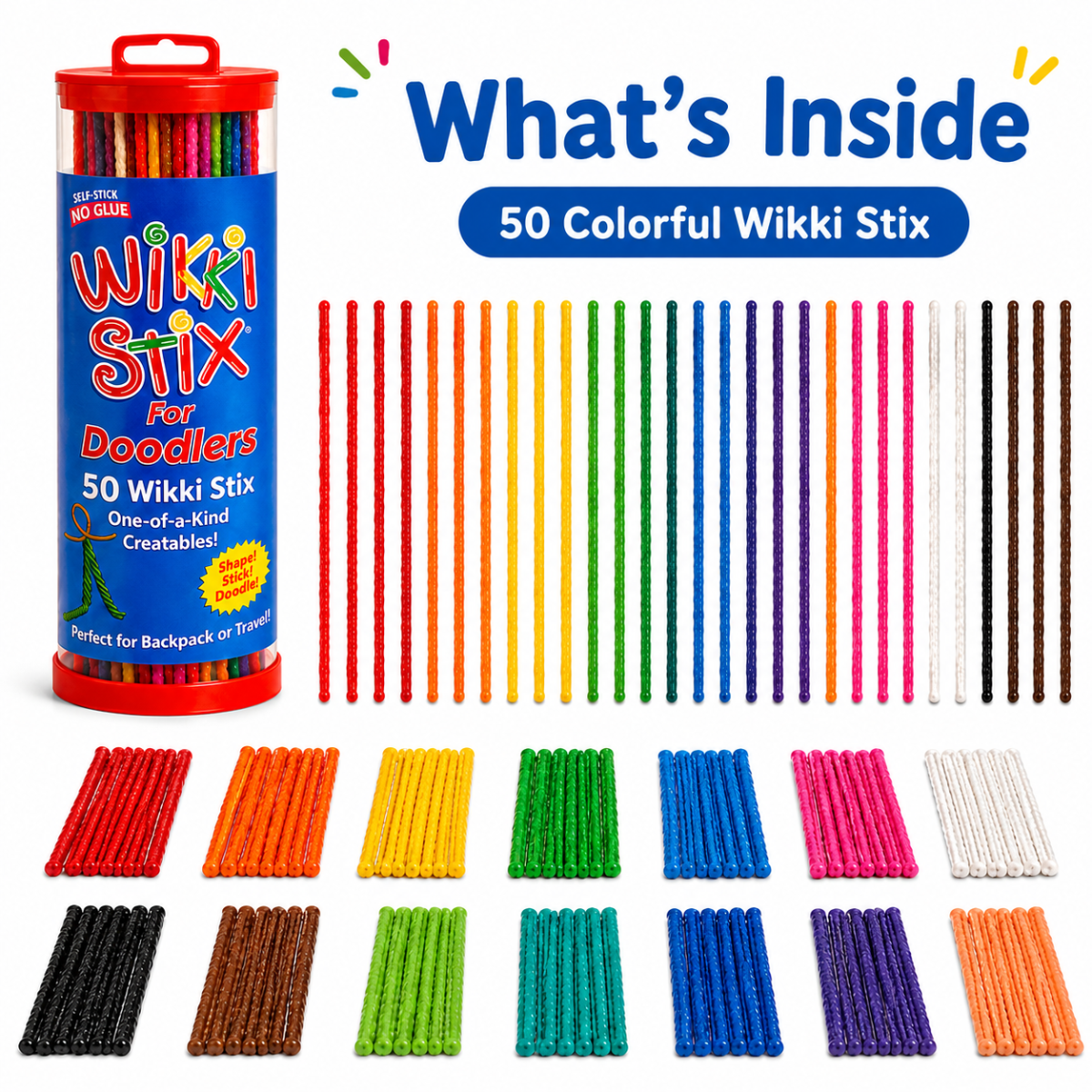 Wikki Stix Magiczne woskowe sznurki (zestaw 50 elementów, 3+ lat)