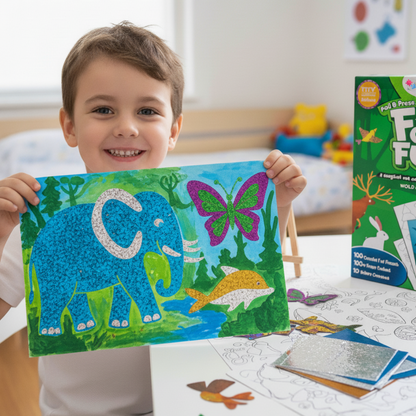 Foil Fun | Stwórz zwierzątka z błyszczącymi listkami bez bałaganu – dla dzieci 3+