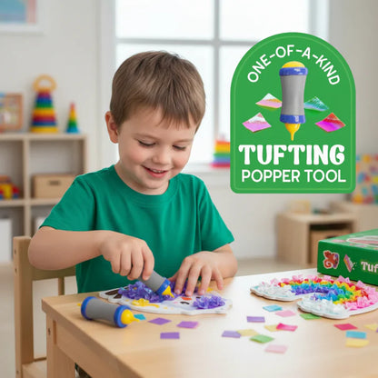Creative Bundle 2+1 GRATIS | Zestaw do tuftingu + Zestaw do pomponów + Folia kreatywna | Dla dzieci 6+