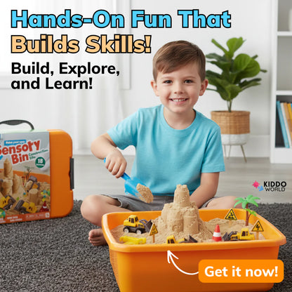 Zestaw sensoryczny z magnetycznym piaskiem i świecącymi kamyczkami | Plac budowy & koparki