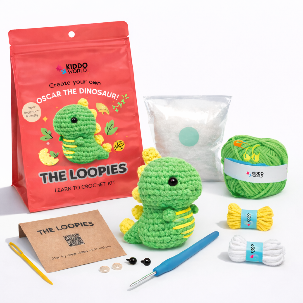 Oscar the Dinosaur | Zestaw do szydełkowania dla początkujących