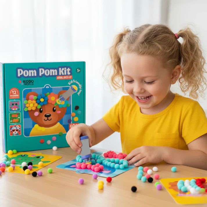 Creative Bundle 2+1 GRATIS | Zestaw do tuftingu + Zestaw do pomponów + Folia kreatywna | Dla dzieci 6+