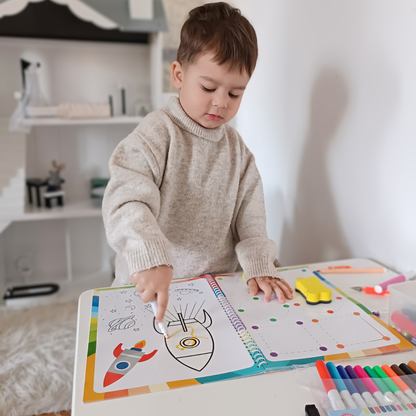 Curious Child Colours – Zeszyt pisz i zmazuj do nauki pisania, wielokrotnego użytku (64 strony, 2–5 lat)