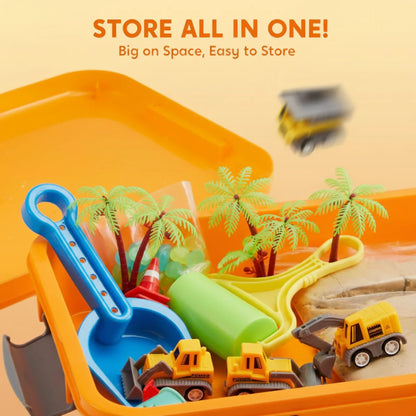 Zestaw sensoryczny z magnetycznym piaskiem i świecącymi kamyczkami | Plac budowy & koparki