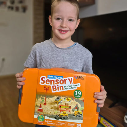 Zestaw sensoryczny z magnetycznym piaskiem i świecącymi kamyczkami | Plac budowy & koparki