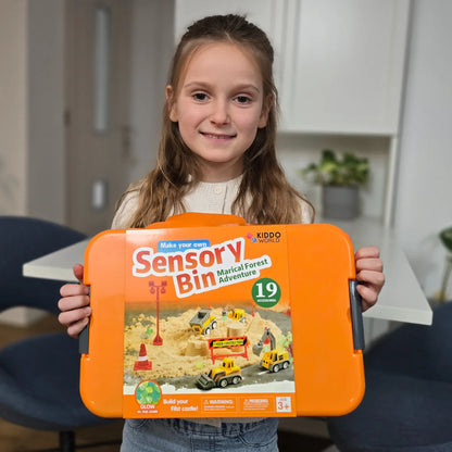 Zestaw sensoryczny z magnetycznym piaskiem i świecącymi kamyczkami | Plac budowy & koparki