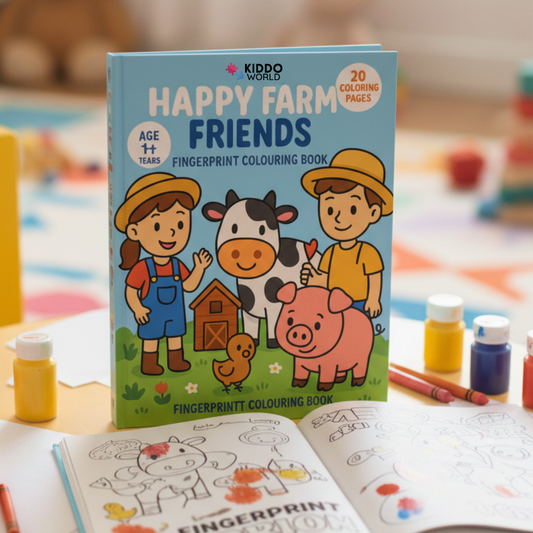 Kolorowanka dla dzieci: Dzieci na farmie (20 stron, 1+ rok)
