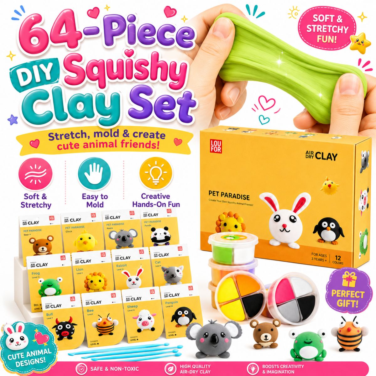 64-elementowy zestaw DIY Squishy Clay (4+ lata)