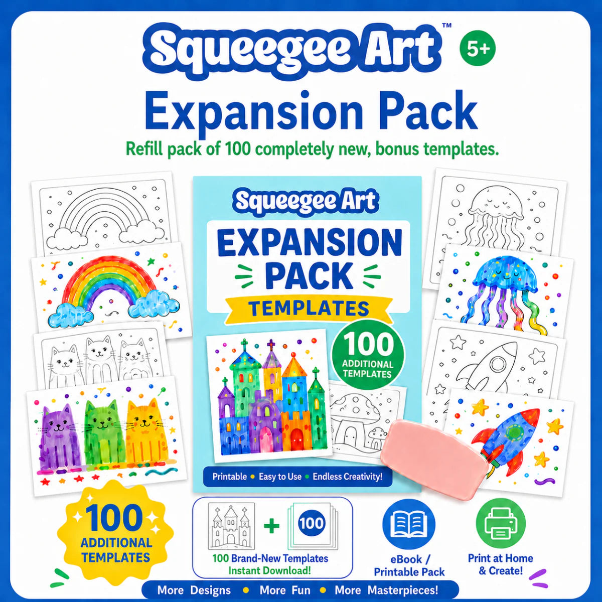 Squeegee Art: Zestaw rozszerzający ze 100 nowymi szablonami