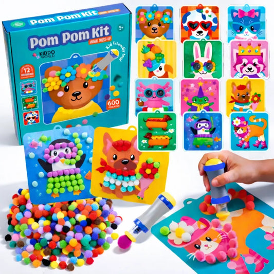 Pom Pom Kit | Sensoryczna kreatywna zabawa z pomponami | dla dzieci 5+
