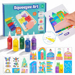 Squeegee Art Kit | Zestaw z 5 kolorami i magiczną raklą do tworzenia rysunków bez użycia pędzli | dla dzieci 5+
