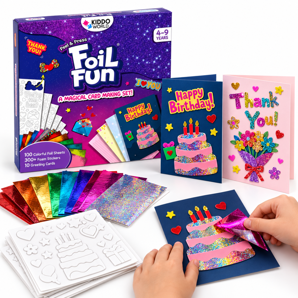 Foil Fun Kartki okolicznościowe – Kreatywny zestaw do tworzenia błyszczących kartek świątecznych (4+ lata)