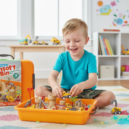 Zestaw sensoryczny z magnetycznym piaskiem i świecącymi kamyczkami | Plac budowy & koparki