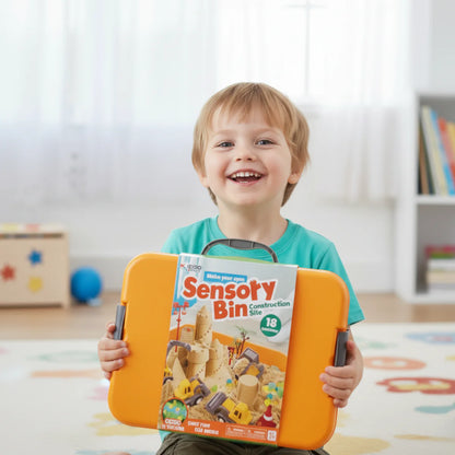 Zestaw sensoryczny z magnetycznym piaskiem i świecącymi kamyczkami | Plac budowy & koparki