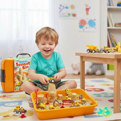 Zestaw sensoryczny z magnetycznym piaskiem i świecącymi kamyczkami | Plac budowy & koparki