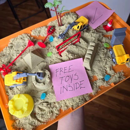 Zestaw sensoryczny z magnetycznym piaskiem i świecącymi kamyczkami | Plac budowy & koparki