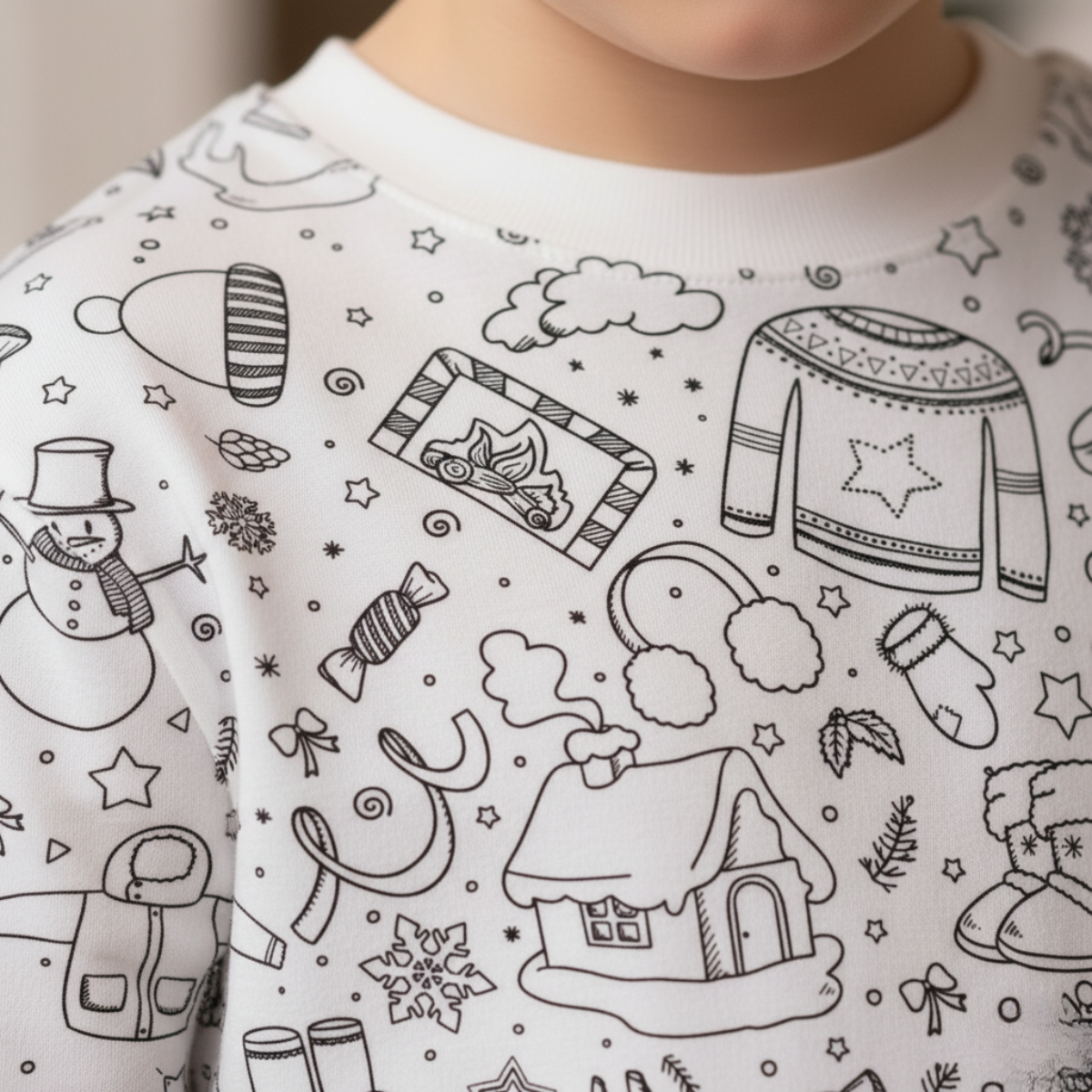 Dwuczęściowa piżama do kolorowania | Zima (4–8 lat)