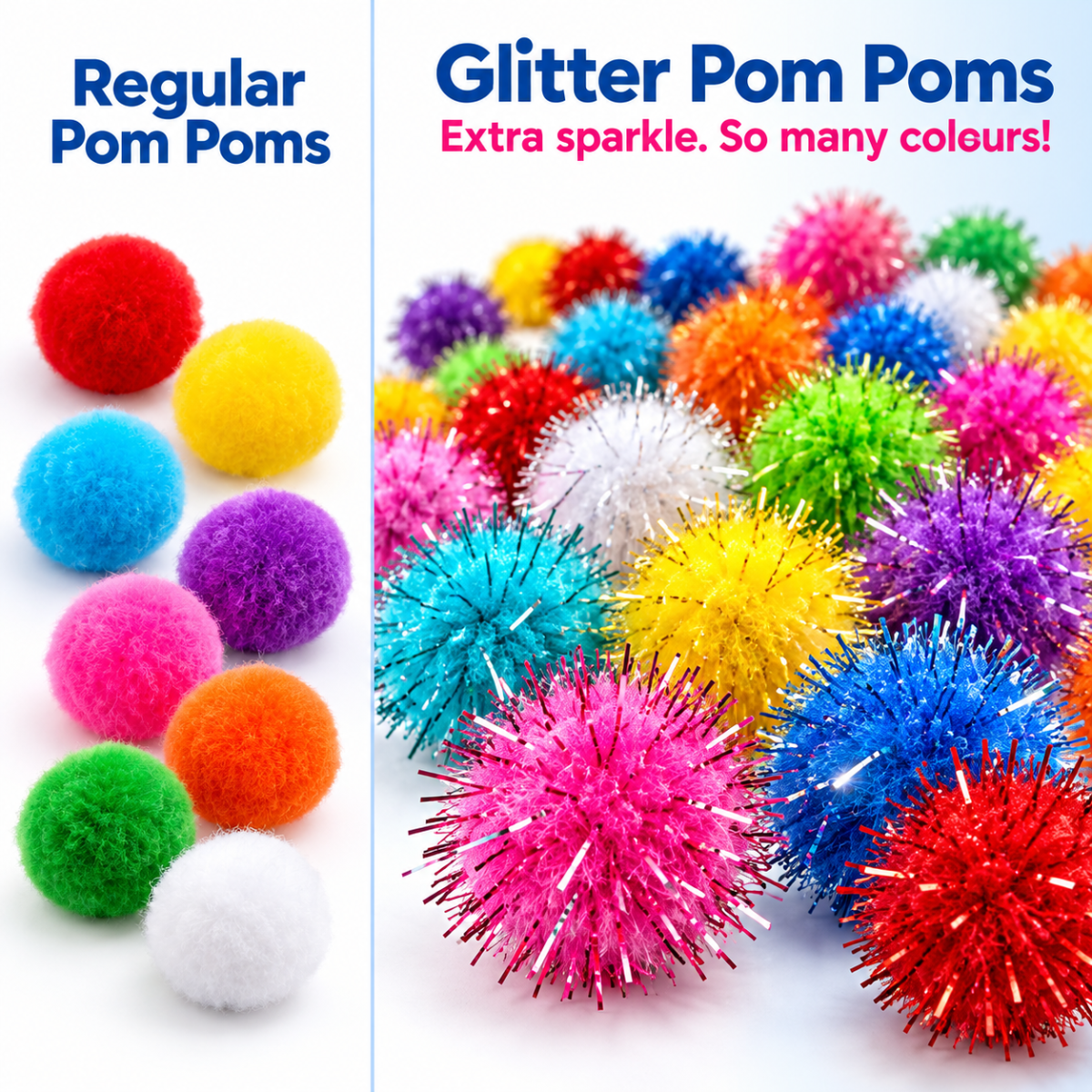 200× Pompony z brokatem