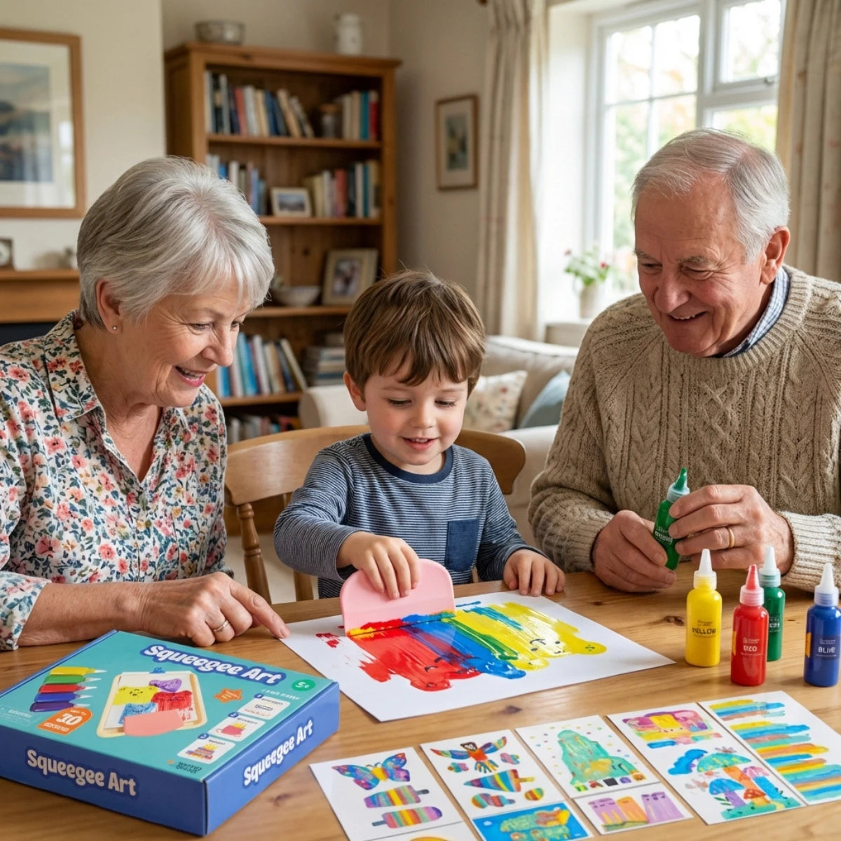 Squeegee Art Kit | Zestaw z 5 kolorami i magiczną raklą do tworzenia rysunków bez użycia pędzli | dla dzieci 5+
