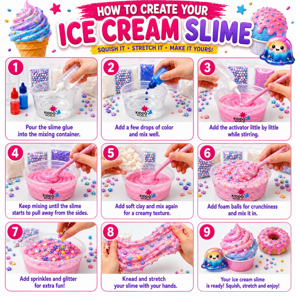 DIY Slime Squishies – Lody (4+ lata)