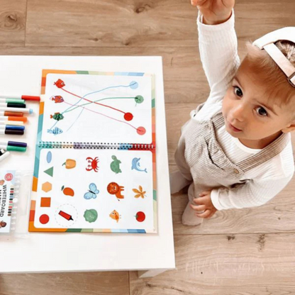 Curious Child Colours – Zeszyt pisz i zmazuj do nauki pisania, wielokrotnego użytku (64 strony, 2–5 lat)