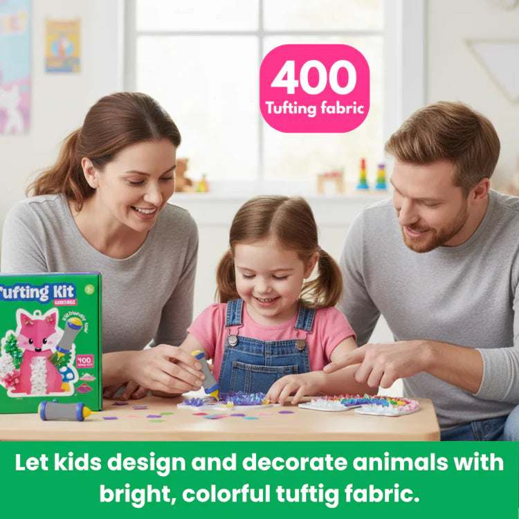 Creative Bundle 2+1 GRATIS | Zestaw do tuftingu + Zestaw do pomponów + Folia kreatywna | Dla dzieci 6+