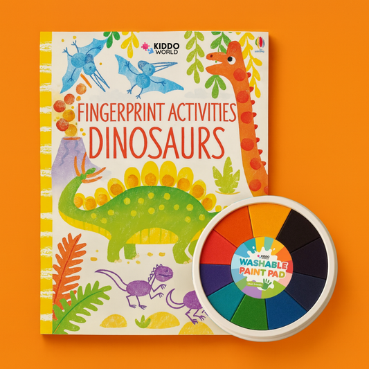 Dinozaury – Kolorowanka do malowania paluszkami (44 strony, od 1 roku)