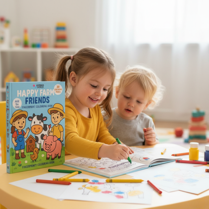 Kolorowanka dla dzieci: Dzieci na farmie (20 stron, 1+ rok)