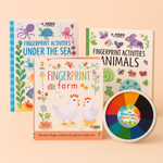 FINGER PARTY – Zestaw 3 kolorowanek + paleta kolorów (3x44 strony, od 1. roku życia)