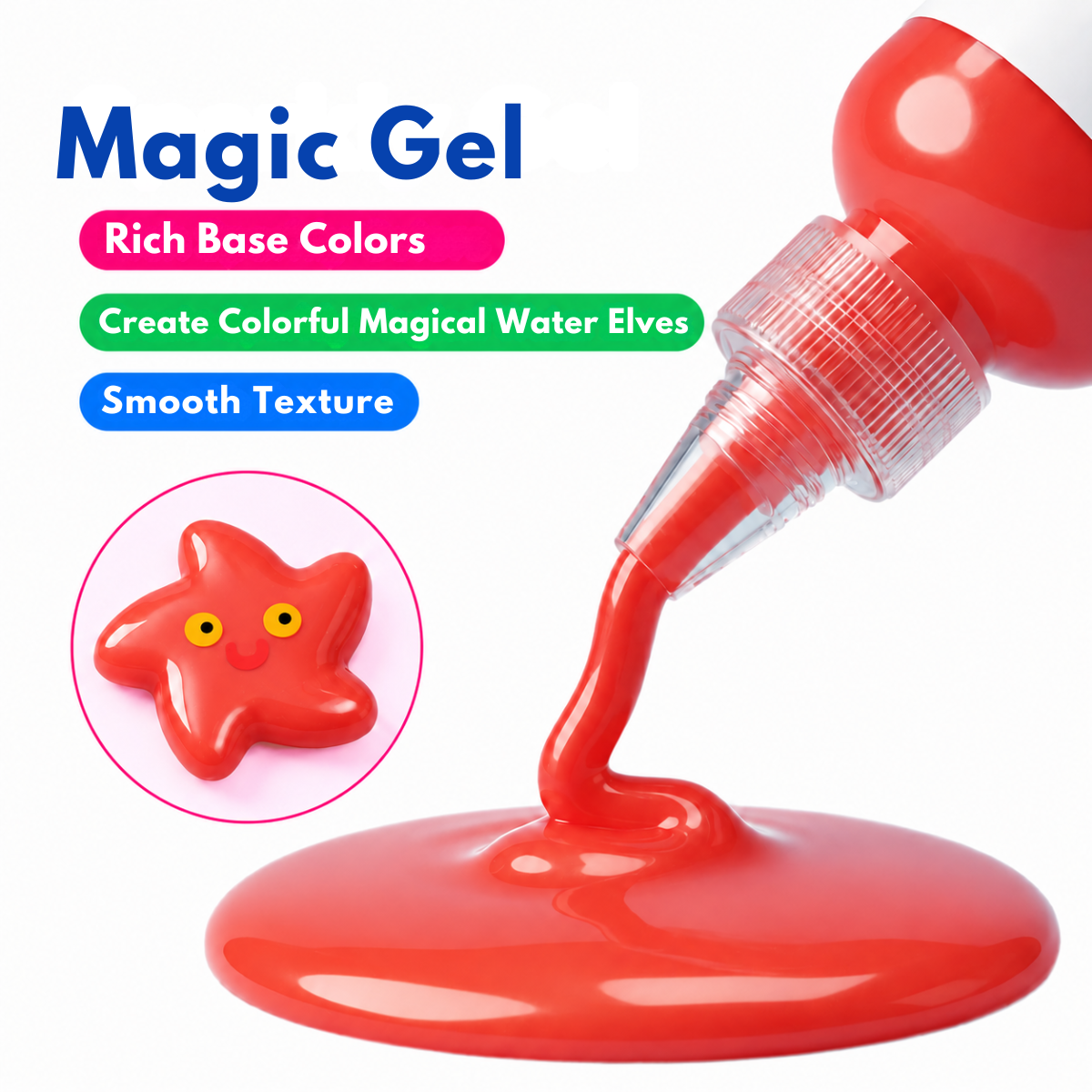 Magic Water Squishy Refill Pack – Uzupełnienie 4 kolory + 1 magiczny proszek (Kompatybilny ze wszystkimi zestawami, 3+ lata)
