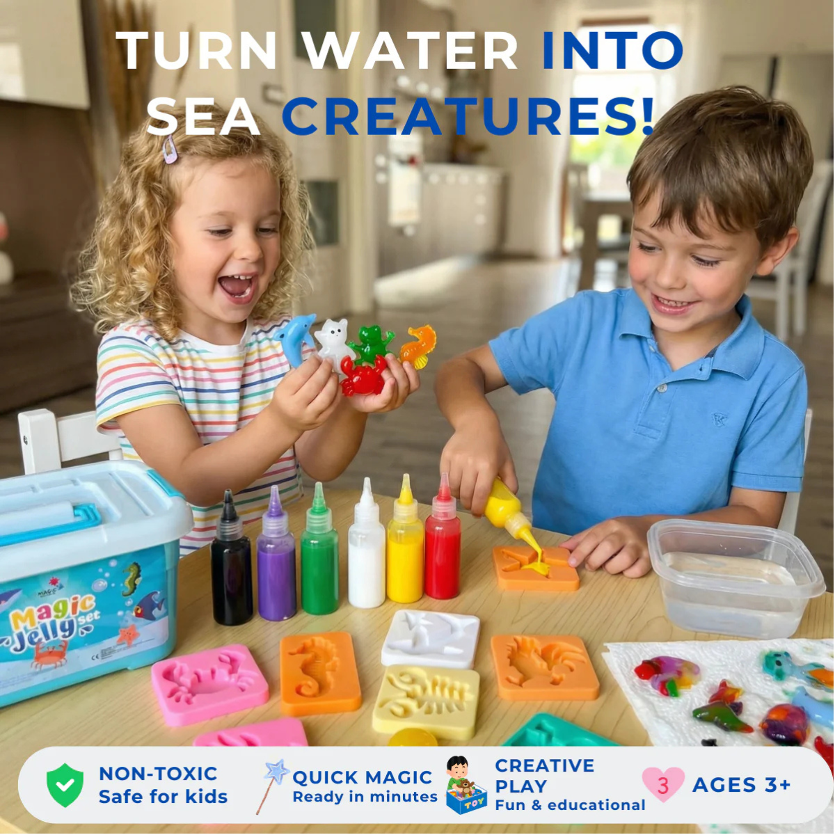 Magic Water Squishy Expansion Pack – 6 dodatkowych foremek (Nowe zwierzątka i kształty, 3+ lata)