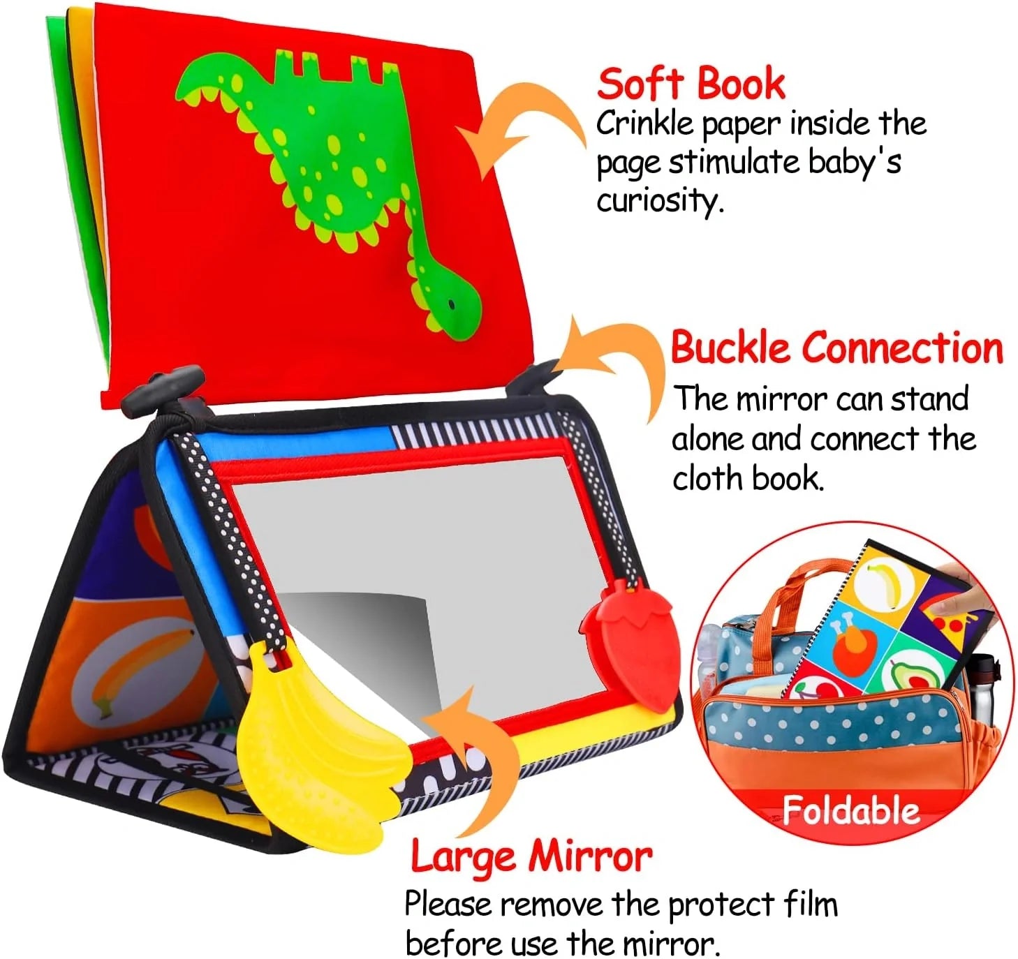 Sensoryczna mata z lusterkiem do zabawy na brzuszku – wspiera rozwój dziecka od pierwszych dni! (0+ miesięcy)