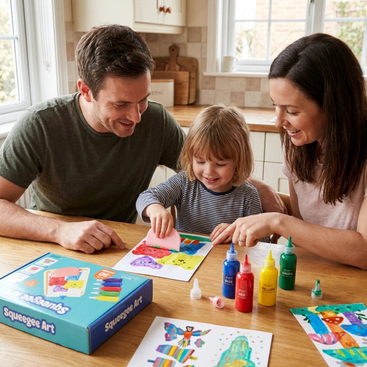 Squeegee Art Kit | Zestaw z 5 kolorami i magiczną raklą do tworzenia rysunków bez użycia pędzli | dla dzieci 5+