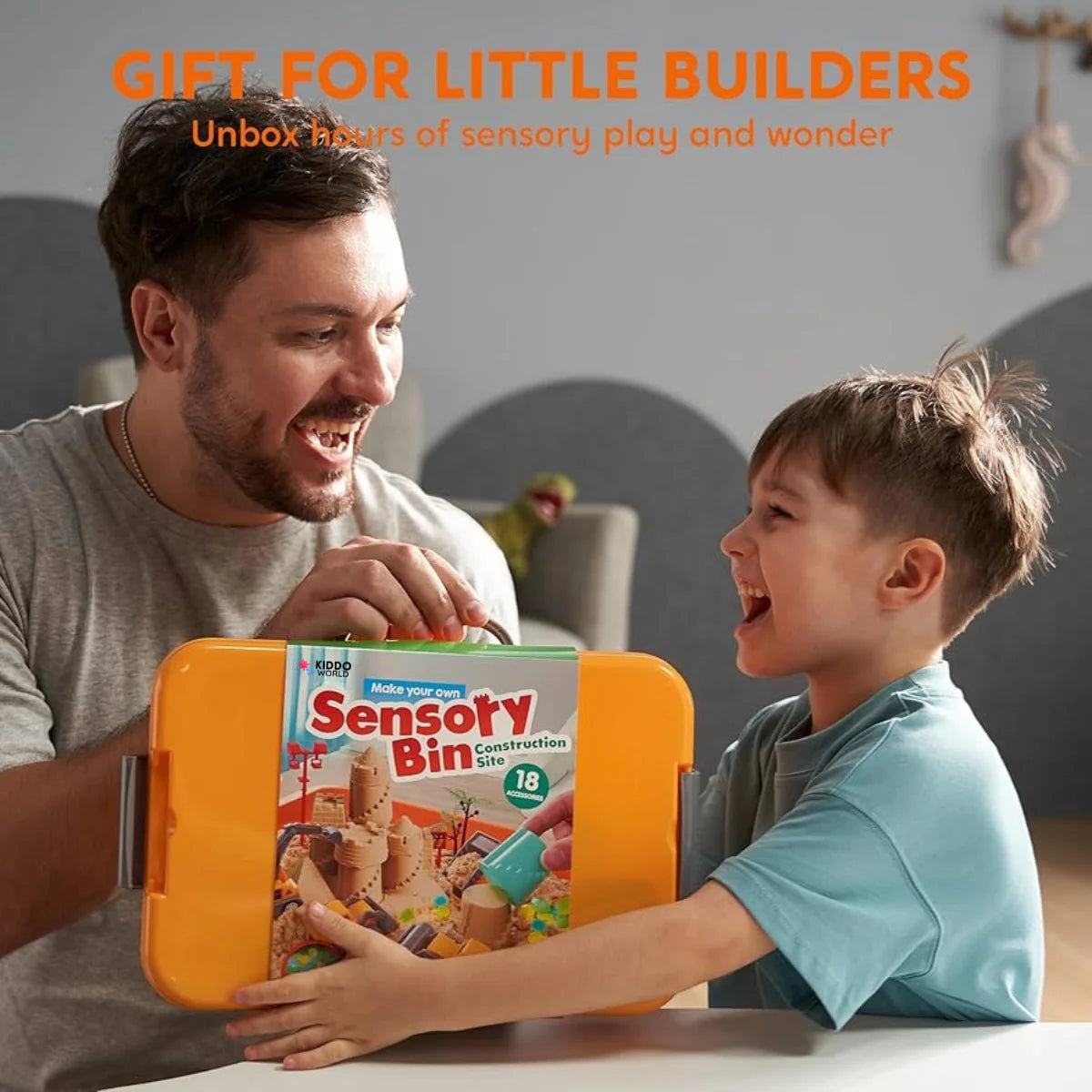 Zestaw sensoryczny z magnetycznym piaskiem i świecącymi kamyczkami | Plac budowy & koparki