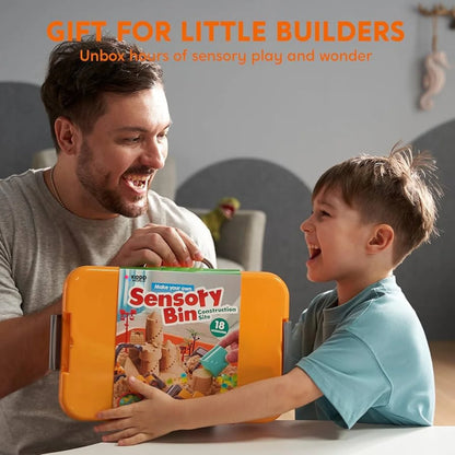 Zestaw sensoryczny z magnetycznym piaskiem i świecącymi kamyczkami | Plac budowy & koparki