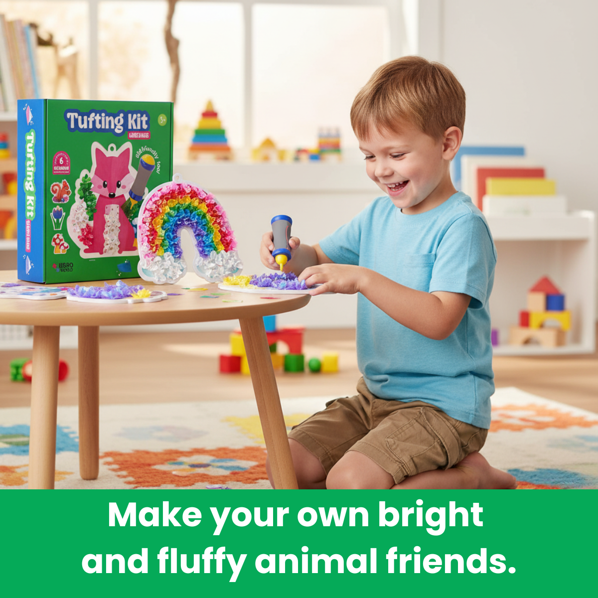 Tufting Kit | Sensoryczna kreatywna zabawa z kolorowymi elementami | dla dzieci 4+