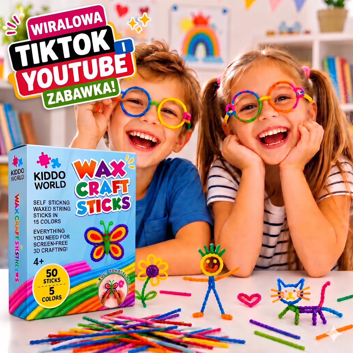 Wikki Stix Magiczne woskowe sznurki (zestaw 50 elementów, 3+ lat)