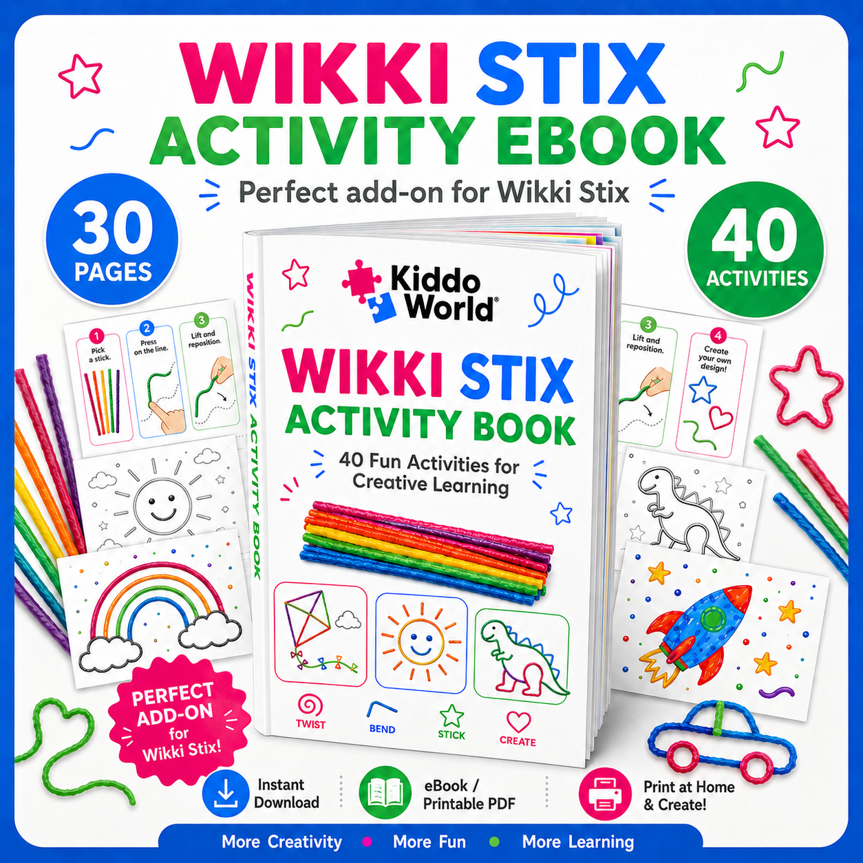 Wikki Stix: Wielka e-książka z zadaniami (30 stron i 40 zadań)