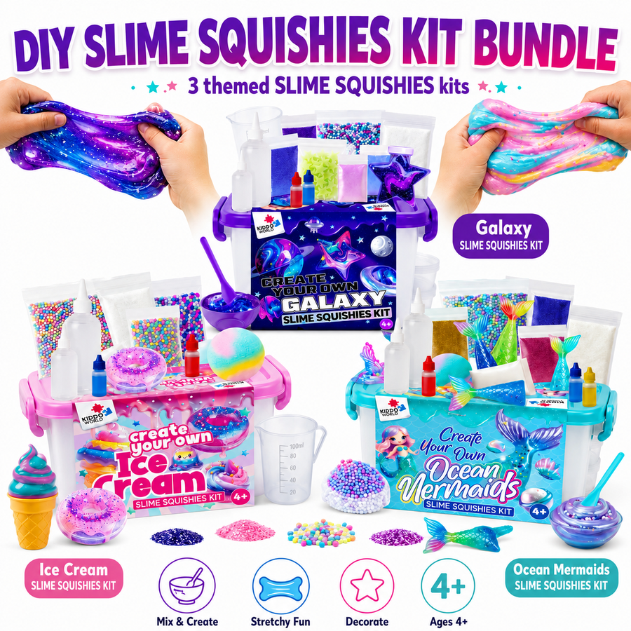 Mega Zestaw SLIME SQUISHIES 57 elementów | Galaktyka, Syrenka i Lody (4+ lata)