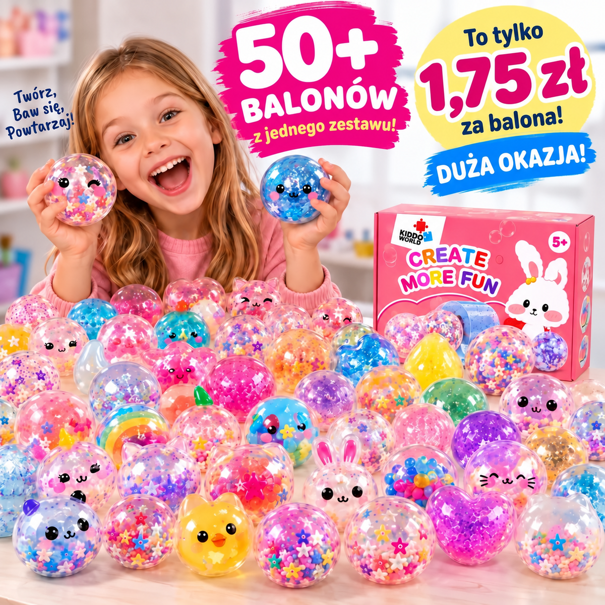 Nano Tape Bubble Squishies – Kreatywny zestaw 41 elementów (4+ lata)