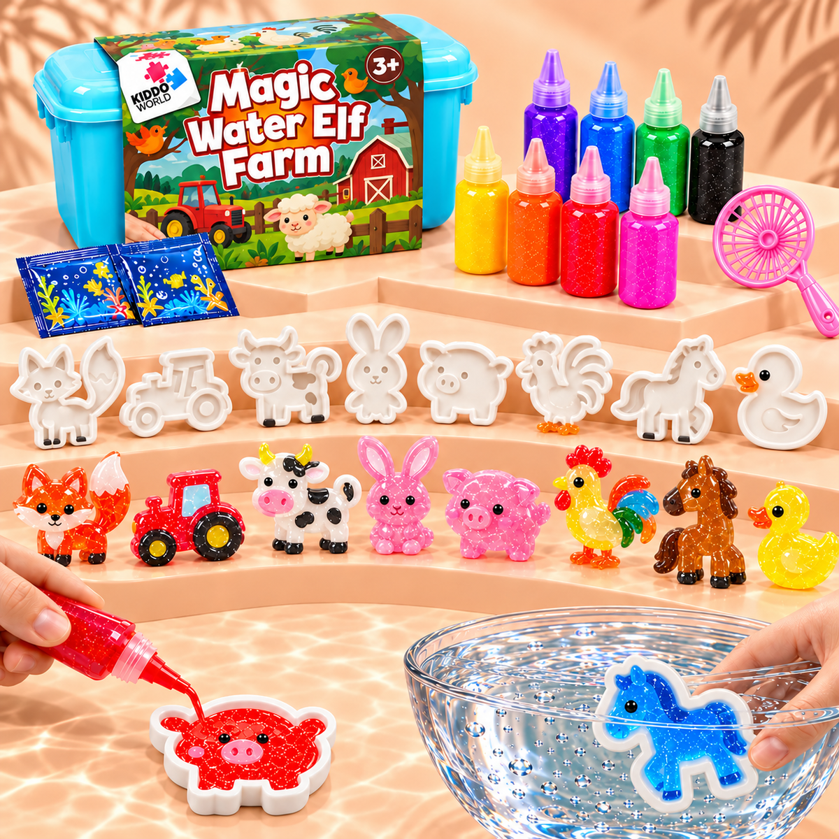 Magic Water Squishies – kreatywny zestaw do tworzenia figurek 3D | Farma | 3+ lata
