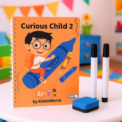 Curious Child 2 – Zeszyt pisz i zmazuj do nauki pisania, wielokrotnego użytku (64 strony, 2–5 lat)