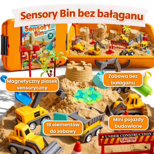 Sensoryczna Piaskownica Budowlana | Montessori Zabawa ze Świecącymi w Ciemności Kamieniami | Zestaw 18 elementów