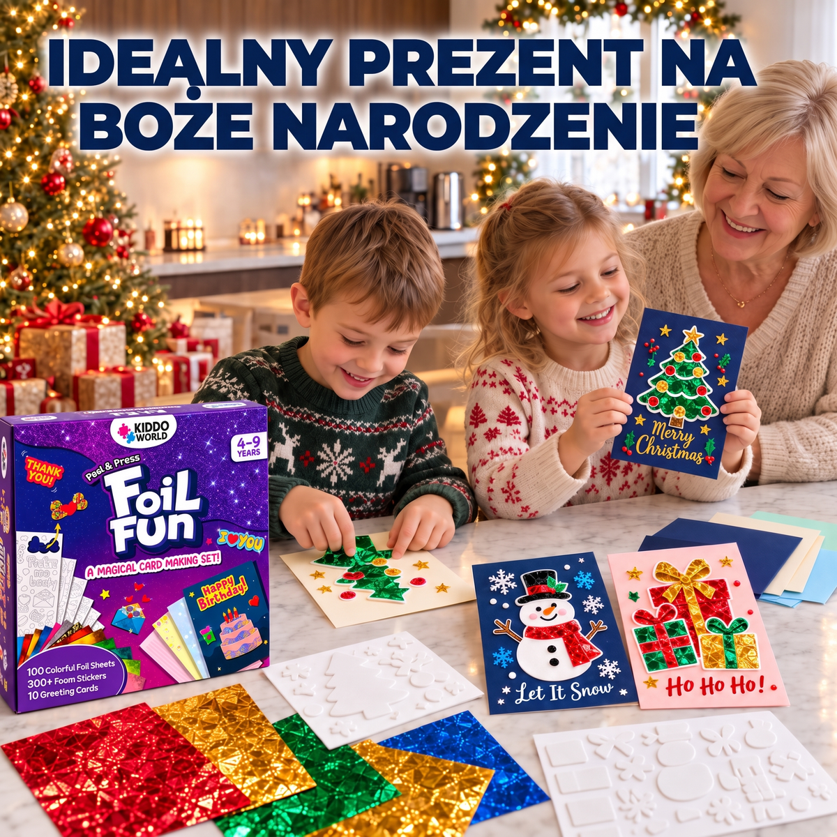 Foil Fun Kartki okolicznościowe – Kreatywny zestaw do tworzenia błyszczących kartek świątecznych (4+ lata)