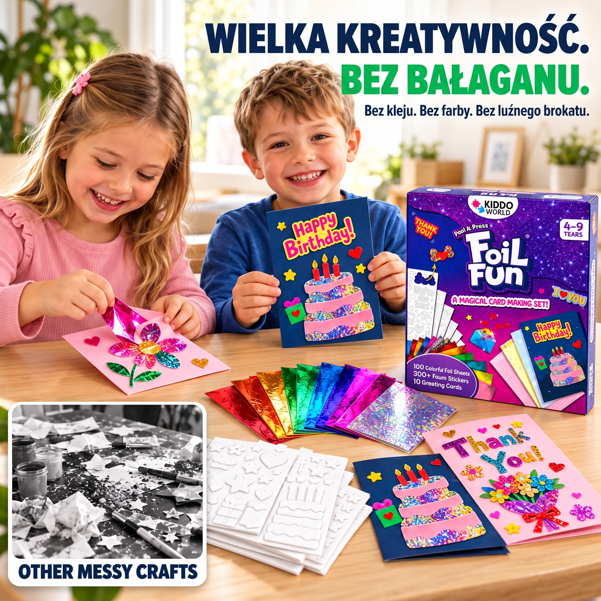 Foil Fun Kartki okolicznościowe – Kreatywny zestaw do tworzenia błyszczących kartek świątecznych (4+ lata)